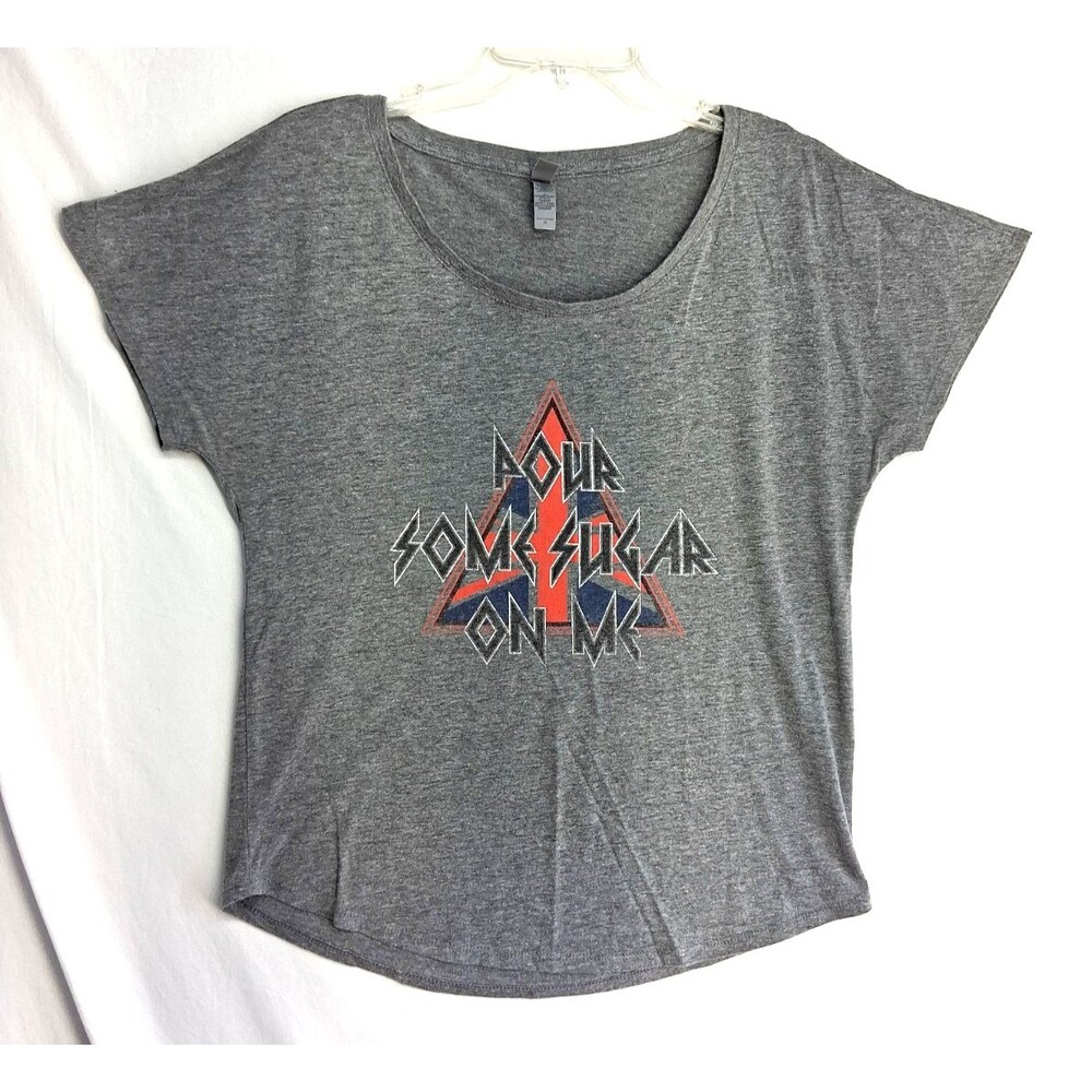Vtg Def Leppard Pour Some Sugar On Me T-Shirt Women Med Gray Music Rock Band